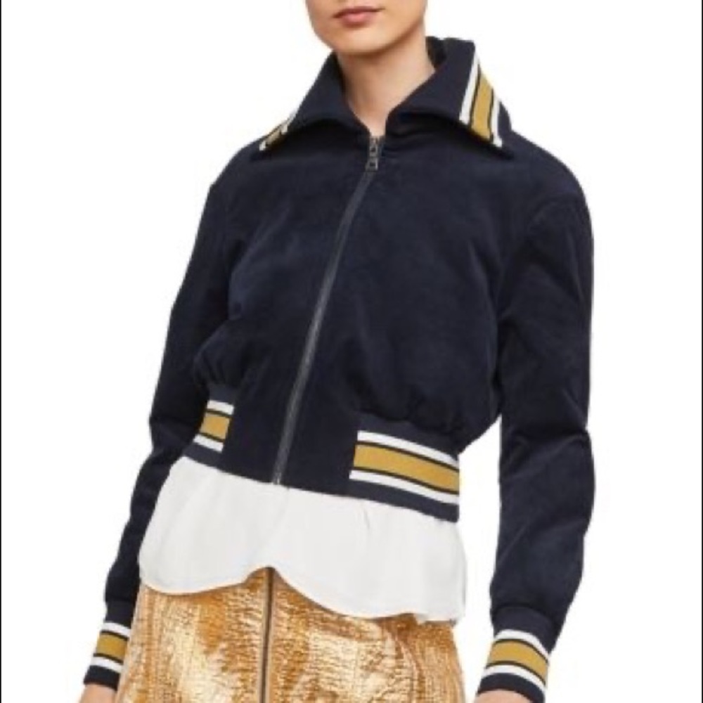 Bcbgmaxzaria cropped corduroy varsity jacket